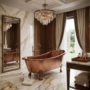 อ่างอาบน้ำทองแดงแบบลอยตัวทันสมัย ทำด้วยมือ หรูหรา ราคาดีที่สุด - Product Image 3