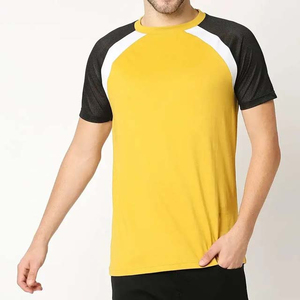 Camiseta Deportiva para Hombre, Amarilla y Negra, de Manga Corta, Cuello Redondo, Secado Rápido, Corte Regular, Tejido de Punto, 100% Poliéster, Color Sólido - Product Image 2
