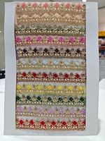 Bordure décorative de robe de mariage élégante faite à la main, en dentelle brodée écologique, avec perles, paillettes et motif diamant, 1 7/8 sacs