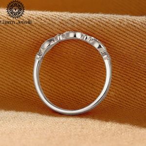 Charm_Jewells Women's <b>Silver</b> Rose Gold Plated Moissanite Classic <b>Eternity</b> Band <b>Ring</b> Prong Setting Engagement <b>Ring</b> - Product Image 3
