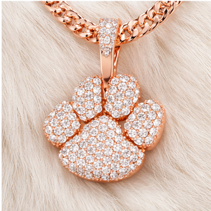 Collier tendance en argent 925 avec pendentif personnalisé patte d'animal sertie de moissanite, breloque animale, cadeau hip-hop pour amoureux de chiens et de chats - Product Image 5