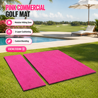 Tapis de frappe de golf commercial en nylon rose modulaire 5x5FT, absorbant les chocs, pour simulateur de golf