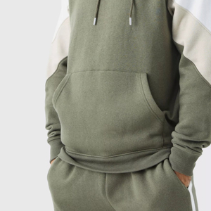 Sweat-shirt à capuche pour homme en coton, color block, décontracté, pour l'automne, vert, blanc, beige, manches raglan, sweats à capuche et sweat-shirts pour homme - Product Image 3