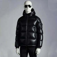Veste matelassée à capuche noire pour homme, fermeture éclair, rembourrage en duvet, coupe-vent, manteau d'hiver, style décontracté