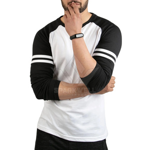 Camiseta de Béisbol de Manga Larga para Hombre, Cuello Redondo, Blanca y Negra, Manga Completa, Absorbe la Humedad, Poliéster, Corte Ajustado, Ropa Deportiva - Product Image 4