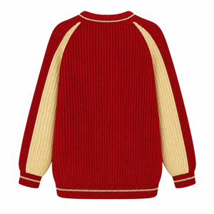 Delta | Sigma |   Cardigan zippé intégral pour femme Theta Sorority, couleur crème et rouge cramoisi, manches longues, tricot doux, style universitaire grec - Product Image 2