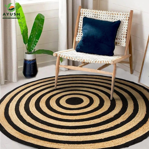 Alfombras Redondas Minimalistas de Yute de 150 cm, Personalizables, para Apartamentos Compactos y Comedores - Product Image 5