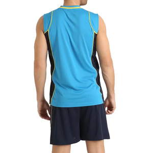 Ensemble de maillots de volley-ball sans manches pour hommes, bleu, jaune, marine, respirant, en polyester, uniforme adulte - Product Image 3