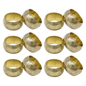 Ensemble décoratif de 12 porte-serviettes en fer avec finition embossée et polie or pour centre de table, idéal pour offrir - Product Image 1