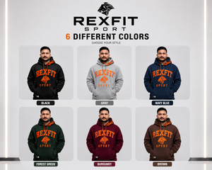 Sudadera con Capucha Negra Personalizada para Hombre, Bordado de Chenilla Naranja, Felpa Gruesa, Estilo Urbano Oversize, Ajuste Casual - Product Image 4