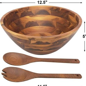 Hot Selling Modern <b>Disposable</b> Mango Wood & Acacia Wood Salad Serving Bowls Party <b>Tableware</b> Factory Wholesale Price - Product Image 1