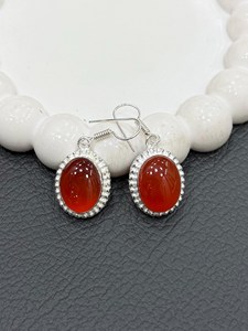 925 sterling silver Plated Elegant Red Carnelian Oval Drop <b>Earrings</b> for Women Dangle <b>Hook</b> Handmade Wholesale Fashion Jewelry - Product Image 5