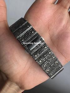 Montre mécanique analogique en acier inoxydable personnalisée, sertie de moissanite noire et blanche, faite à la main, pour hommes et femmes - Product Image 4