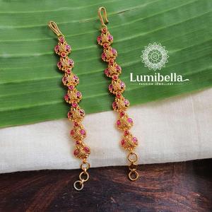 Ruby Small Dangle Ear Chains-Fashion Earrings - Product Image 1
