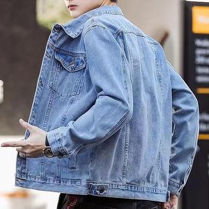เสื้อแจ็คเก็ตยีนส์ผู้ชาย สไตล์ลำลอง ติดกระดุมด้านหน้า สีพื้น ทรงปกติ ผ้าฝ้ายสโตนวอช แห้งเร็ว ระบายอากาศได้ดี เหมาะสำหรับใส่ในฤดูหนาวและฤดูใบไม้ร่วง - Product Image 3