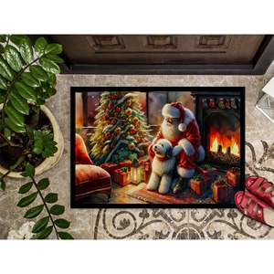 Old English Sheepdog Santa Claus Doormat Non-Slip <b>Indoor</b>/Outdoor 18H X 27W Low Pile Rug for Entryway Washable Front <b>Door</b> <b>Mat</b> - Product Image 3