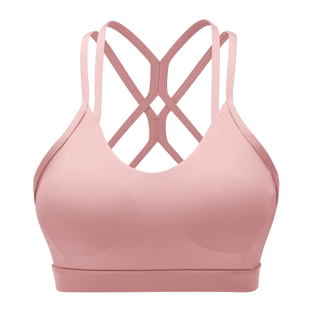 2026 Arrival Women Sports Bra Breathable Quick Dry Front Logo Medium Support Fitness Gym Wear Yoga Cotton Removable Pads