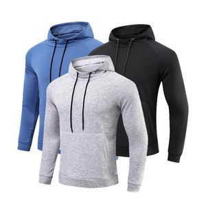 Sudadera con Capucha Unisex de Forro Polar, Ropa Deportiva de Secado Rápido, Poliéster, Corte Ajustado, Informal, Otoño, Color Sólido, con Bolsillo - Product Image 1