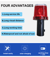 Balise de sécurité solaire 4 LED, portée visuelle 500 m, autonomie 8 h pour 120 h de fonctionnement, protection IP66, durable en PC+ABS, résistante à la température