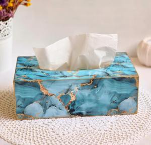 Caja de pañuelos de madera impresa de calidad premium, caja de pañuelos de madera impresa de lujo para decoración del hogar, estuche de almacenamiento al por mayor, soporte hecho a mano - Product Image 1