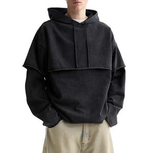 Sudadera con Capucha de Doble Capa de Alta Calidad, Estilo Vintage Deslavado, 100% Algodón, Lavado Ácido para Hombre - Product Image 1