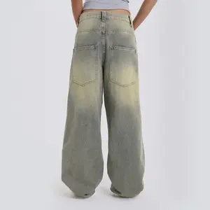 Jeans en denim décontractés à taille mi-haute pour femmes, de haute qualité, avec logo personnalisé, couleur unie - Product Image 3
