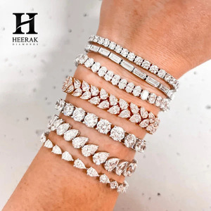 สร้อยข้อมือเพชรทรงลูกแพร์หรูหรา ทอง 10K 14K ประดับเพชรโมอิสซาไนต์ทรงหยดน้ำ สร้อยข้อมือแบบโซลิแทร์ เครื่องประดับชั้นดี ขายส่ง - Product Image 2