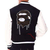 Dernière conception de veste varsity streetwear à col montant, imprimée patchwork, brodée en chenille, respirante pour l'hiver