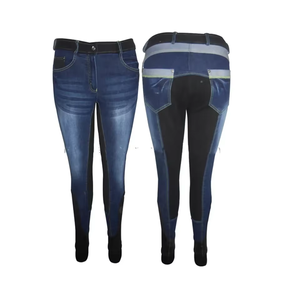 Customized <b>Womens</b> Breathable Durable Full Seat Breeches | Stylish Denim Look Equestrian <b>Jodhpurs</b> Anti-Slip Silicone Grip - Product Image 1