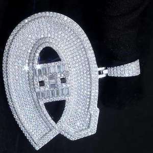 IGI Certified Moissanite Silver <b>Pendant</b> Iced Out Hip Hop Style Unique Design <b>Emerald</b> Cut Jewelry for Men - Product Image 1