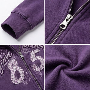 เสื้อฮู้ดซิปสีม่วงสำหรับผู้หญิง พร้อมฮู้ดขนเฟอร์เทียม พิมพ์ลาย 85 ดีไซน์ เสื้อกันหนาวสำหรับผู้หญิง - Product Image 6