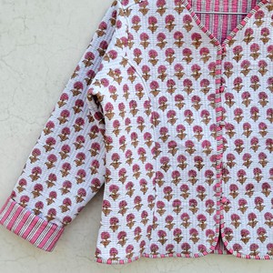 Women Quilted Cotton <b>Jacket</b> Floral Print Full Sleeve <b>Mandarin</b> <b>Collar</b> Spring Outerwear Full Sleeve Eco Friendly Outerwear - Product Image 5