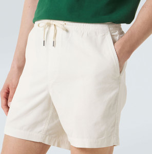 Men's Cream Oxford Cotton Bermuda Shorts <b>Drawstring</b> Waist Casual Style Mid Rise Solid Color Woven Fabric - Product Image 5