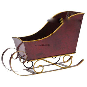 Boîte de décoration de Noël fantaisie en forme de traîneau marron, design unique et luxueux, accessoires et fournitures de Noël du Père Noël - Product Image 1