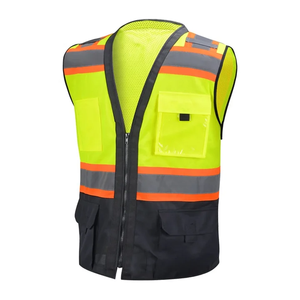 Gilet de sécurité réfléchissant haute visibilité unisexe, imperméable, certifié CE/EU, en maille polyester, vêtements de travail avec poches, fermeture réglable - Product Image 2