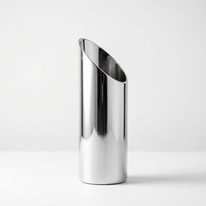 Vase à fleurs moderne minimaliste en laiton argenté poli miroir, en acier inoxydable, fait main, 28 cm, décoration de table pour la maison et l'hôtel - Product Image 1