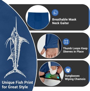 Sudadera con Capucha para Hombre, de Secado Rápido, Impermeable, Transpirable, Ligera, de Poliéster y Spandex Sublimado, con Máscara Facial y Manga Larga para Pesca - Product Image 2