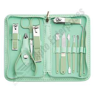 Green Travel Case <b>Set</b> of 12 Nail Kit <b>Manicure</b> Kit Nail Care <b>for</b> <b>Women</b> <b>Manicure</b> Pedicure <b>Set</b> Clippers Toenail Clippers Kit - Product Image 1