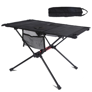 Tavolo da campeggio pieghevole portatile telaio in lega di alluminio 2 portabicchieri 2 tasche laterali porta borsa per Picnic escursionismo barbecue tavolo all'aperto - Product Image 3