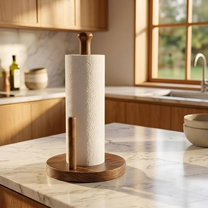 Wood Kitchen Paper <b>Towel</b> Holder <b>Stand</b> Free Standing Detachable Modern Storage Rack Tissue Toilet Roll Holder use - Product Image 1