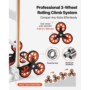 Carrello Pieghevole in Lega di Alluminio con Manico Telescopico, Capacità di Carico 150 Kg, 6 Ruote da 2 Pollici, Rampe di Carico e Piattaforme - Product Image 3