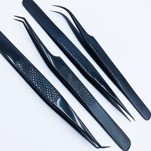 HARRAR GROUP COMPANIES Pince à épiler professionnelle noire en acier inoxydable courbé de 13 cm, durable, réutilisable, à pointe lisse pour cils - Product Image 2