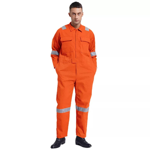 Combinaison de travail pour homme en polyester et coton réfléchissant avec logo personnalisé, légère, orange, combinaison de travail haute visibilité, imperméable - Product Image 4