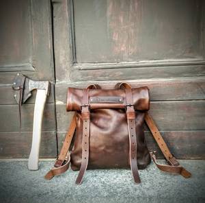 Outdoor Leisure Leather <b>Roll</b> Top Bag Weekend Travel Rucksack For Wholesale Sporting Goods LTBP-0291 - Product Image 5