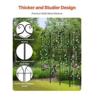 Set di 4 tralicci da giardino in metallo antiruggine 87 x 20 pollici per rose rampicanti da esterno - Recinzioni, tralicci e cancelli - Product Image 2