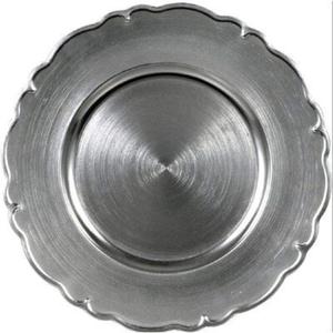 Round <b>Metal</b> Charger Plate With Engraved Floral Pattern Classic Design Durable Tableware Or Wedding Events Use Antique Plates - Product Image 6