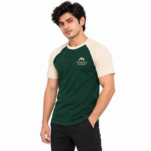 T-shirt décontracté pour homme, vert, manches raglan, col rond, coupe ajustée, taille standard, coton, streetwear, séchage rapide, 220g, coupe ample - Product Image 2