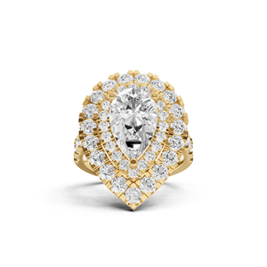 แหวนเพชรคู่รูปลูกแพร์สุดหรูแหวนเพชรที่เน้นหินสีชมพูสุด14kt สง่างาม - Product Image 5
