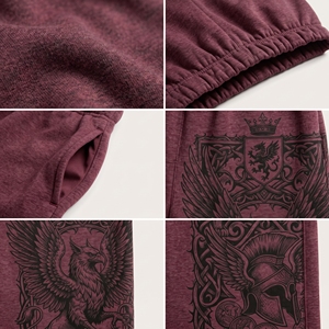 Pantalon de survêtement bordeaux pour homme avec imprimé griffe de Griffin, taille élastique, coupe décontractée, jambes larges - Product Image 3