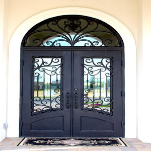 Porte d'entrée moderne en fer forgé, portes d'entrée de luxe pour maisons, porte en métal durable avec verre, porte d'entrée élégante pour maison - Product Image 4